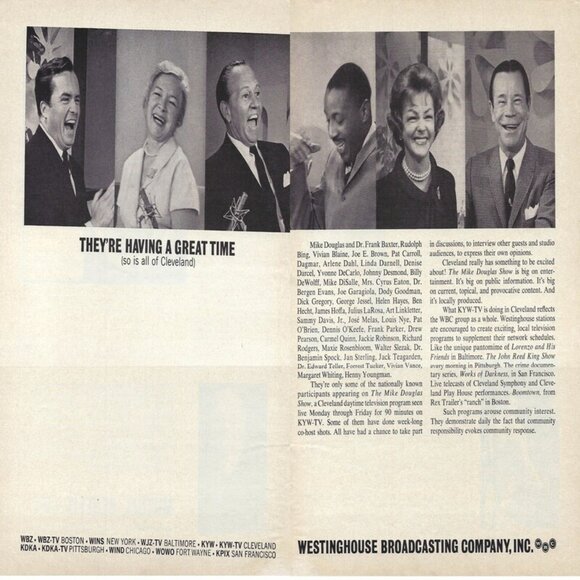 1963 Westinghouse Broadcasting The Mike Douglas Show Vintage Print Ad/Poster - Picture 1 of 1